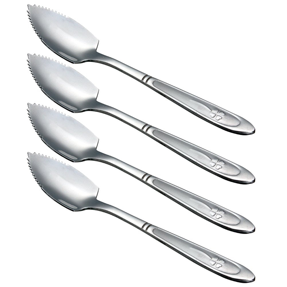 Hazoulen Grapefruit Spoons, Stainless Steel, 6-2/5-Inch, Set Of 4 (Clover)