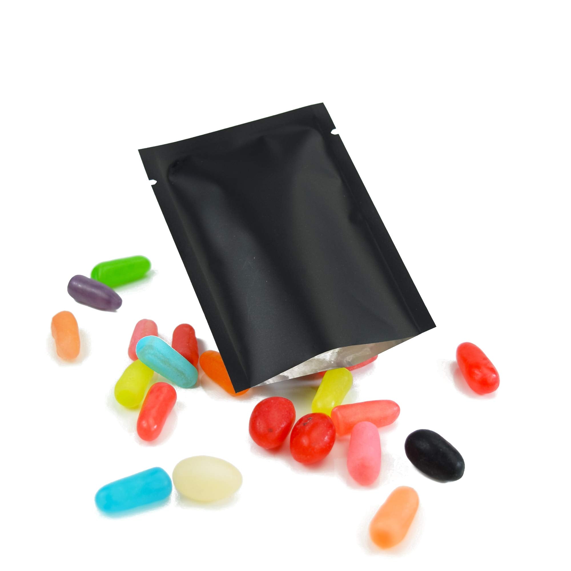 Qq Studio 100 Pcs Metallic Mylar Foil Open Top Sealable Bags (9X13Cm(3.5X5.1''), 100X Matte Black)