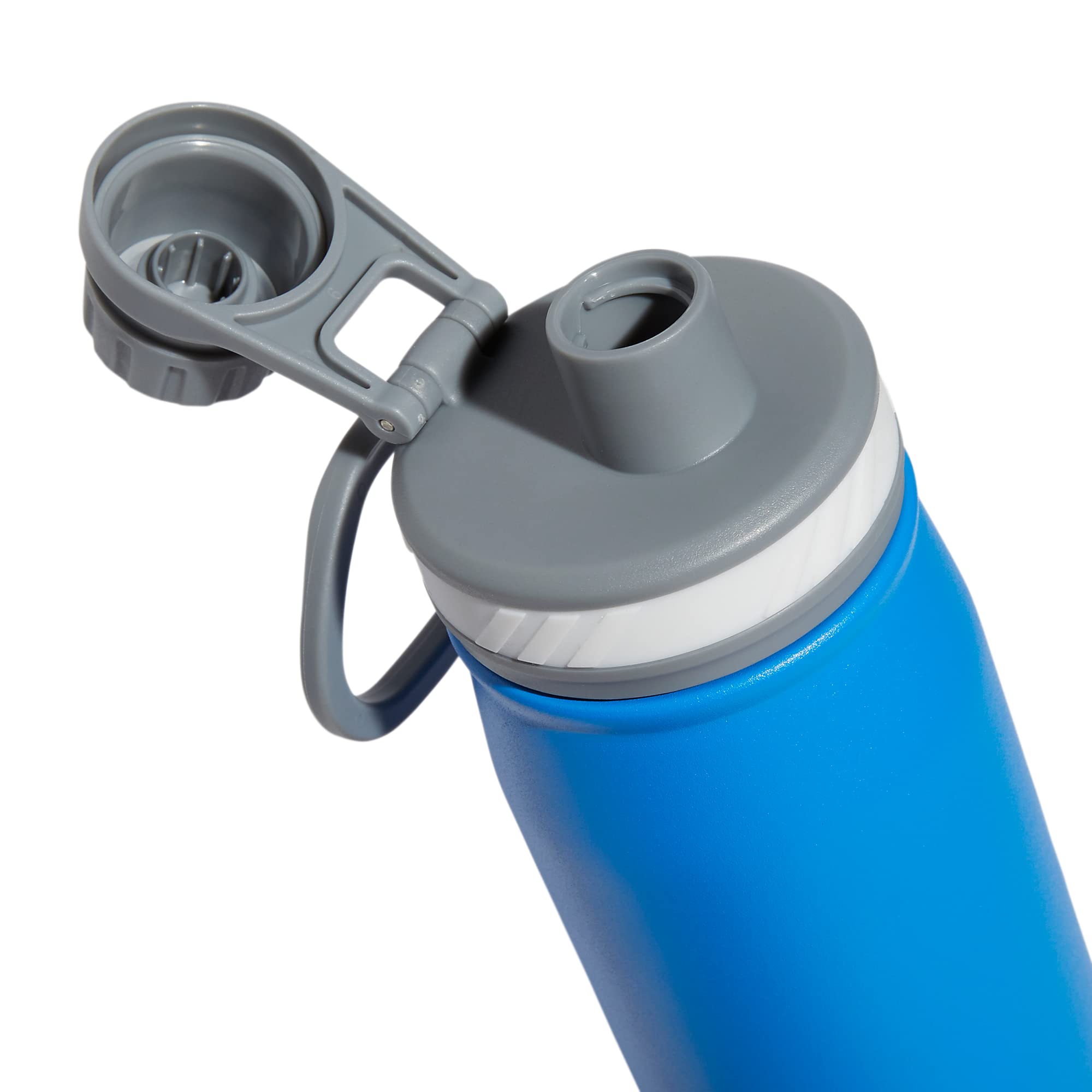 Adidas 600 Ml (20 Oz) Metal Water Bottle, Hot/Cold Double-Walled Insulated 18/8 Stainless Steel, Blue Rush/White/Grey, One Size