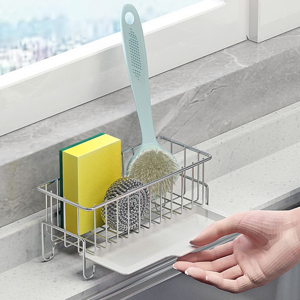 Mingfanity Kitchen Countertop Sponge Holder, Sus 304 Stainless Steel Dish Soaporganizer, Basket For Cleaning And Scrub Tool, Kit
