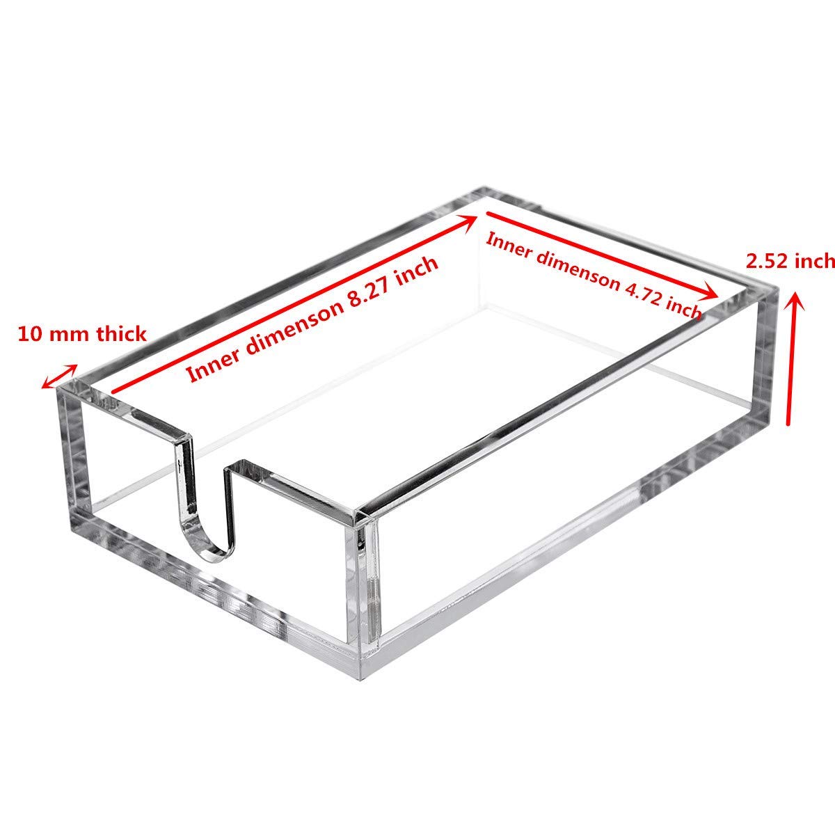 IEEK Acrylic Guest Towel Napkin Holder, Clear 9x5.5x2.5 Inch Storage Tray for Kitchen or Dining Room