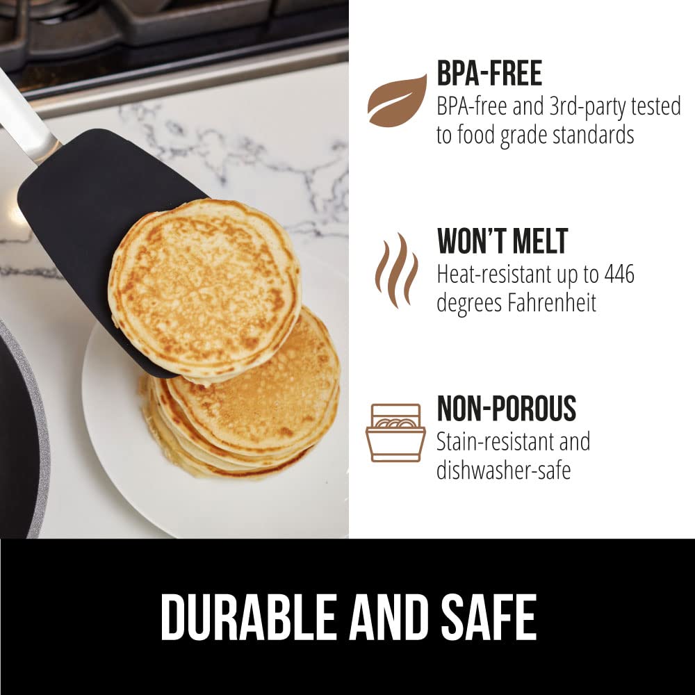 Gorilla Grip Nonstick Heat Resistant Bpa-Free Silicone Spatula, Non Scratch Flexible Head For Pans, Slip Resistant Soft Rubber H