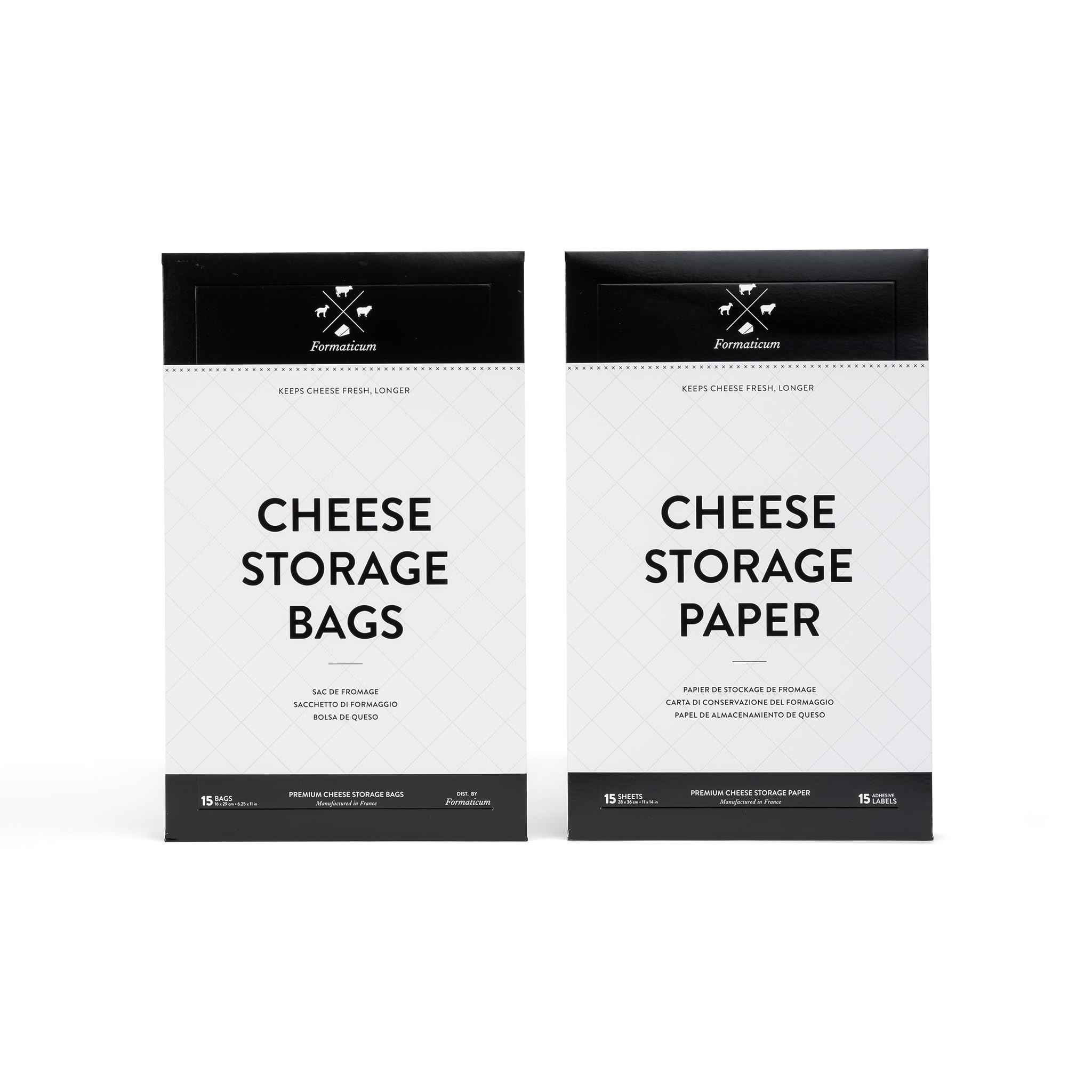 Formaticum Cheese Storage Bags with Storage Paper & Adhesive Labels - Wax Paper Bags & Paper - Cheese Paper for Wrapping Cheese 