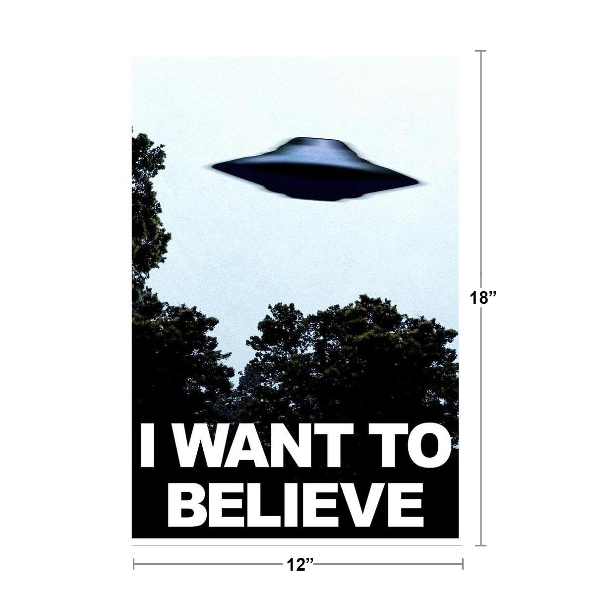 I Want To Believe Ufo Aliens Tv Show Poster Cool Blue Style Fantasy Scifi Horror Spaceship Cool Wall Art Print Poster 12X18