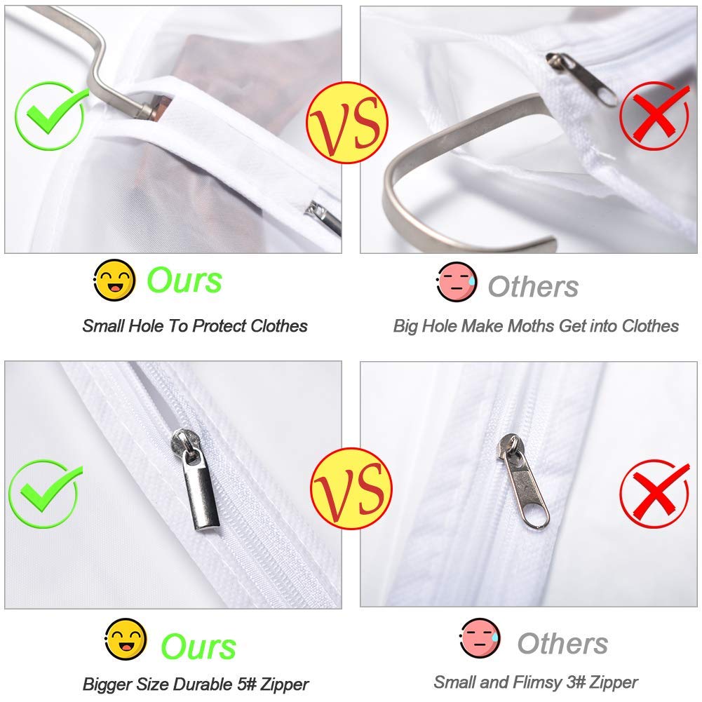 Garment Bag Cover 24'' x 48 '' (Set of 6) Suit Covers Protector for Coat  Jacket  Dresses Clothes Storage [Upgraded Version]