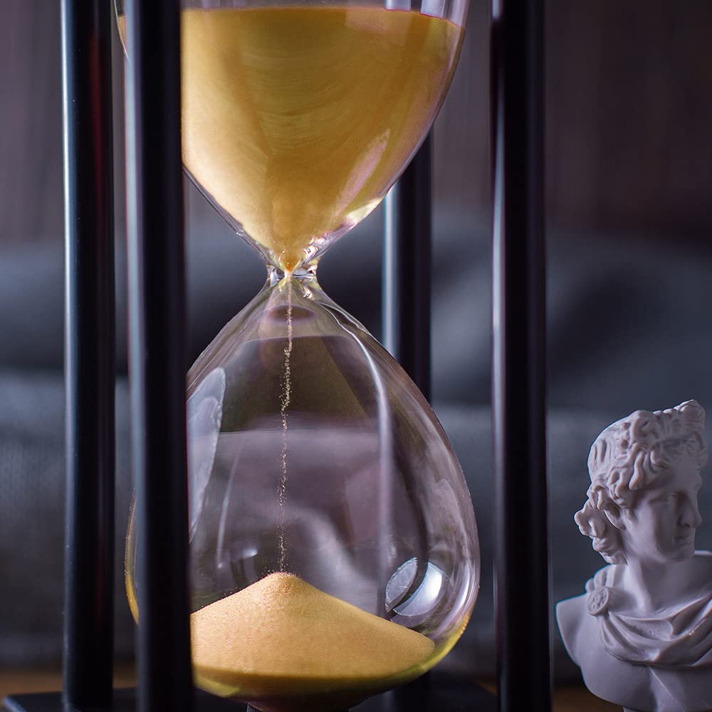 Hourglass Timer With Golden Sand, 60 Minute Wooden Frame Sand Timer, Creative Handcraft Decoration