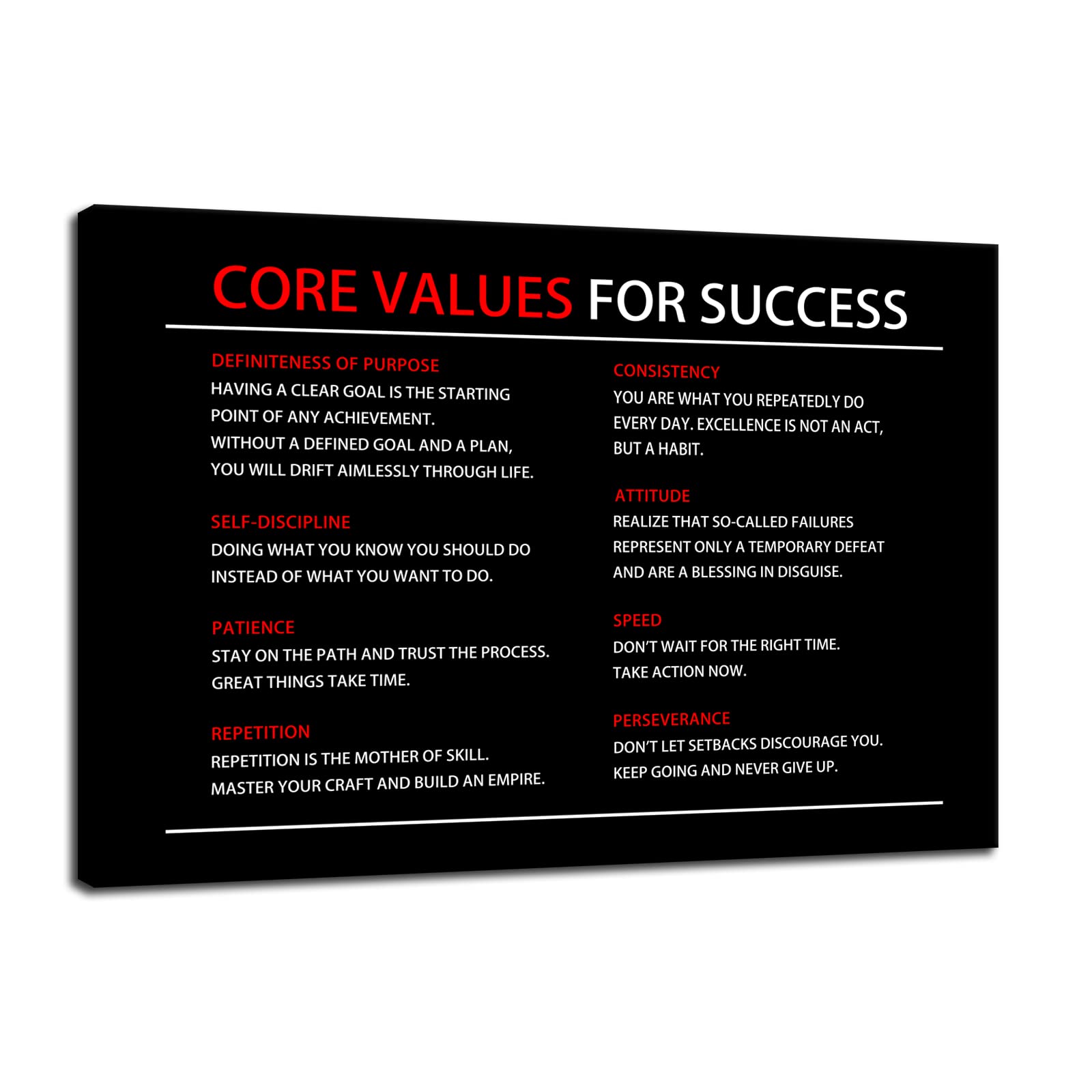 Inspirational Wall Art Core Values Quote Motivational Poster Inspiring Canvas Painting Prints Wall Pictures For Living Room Home