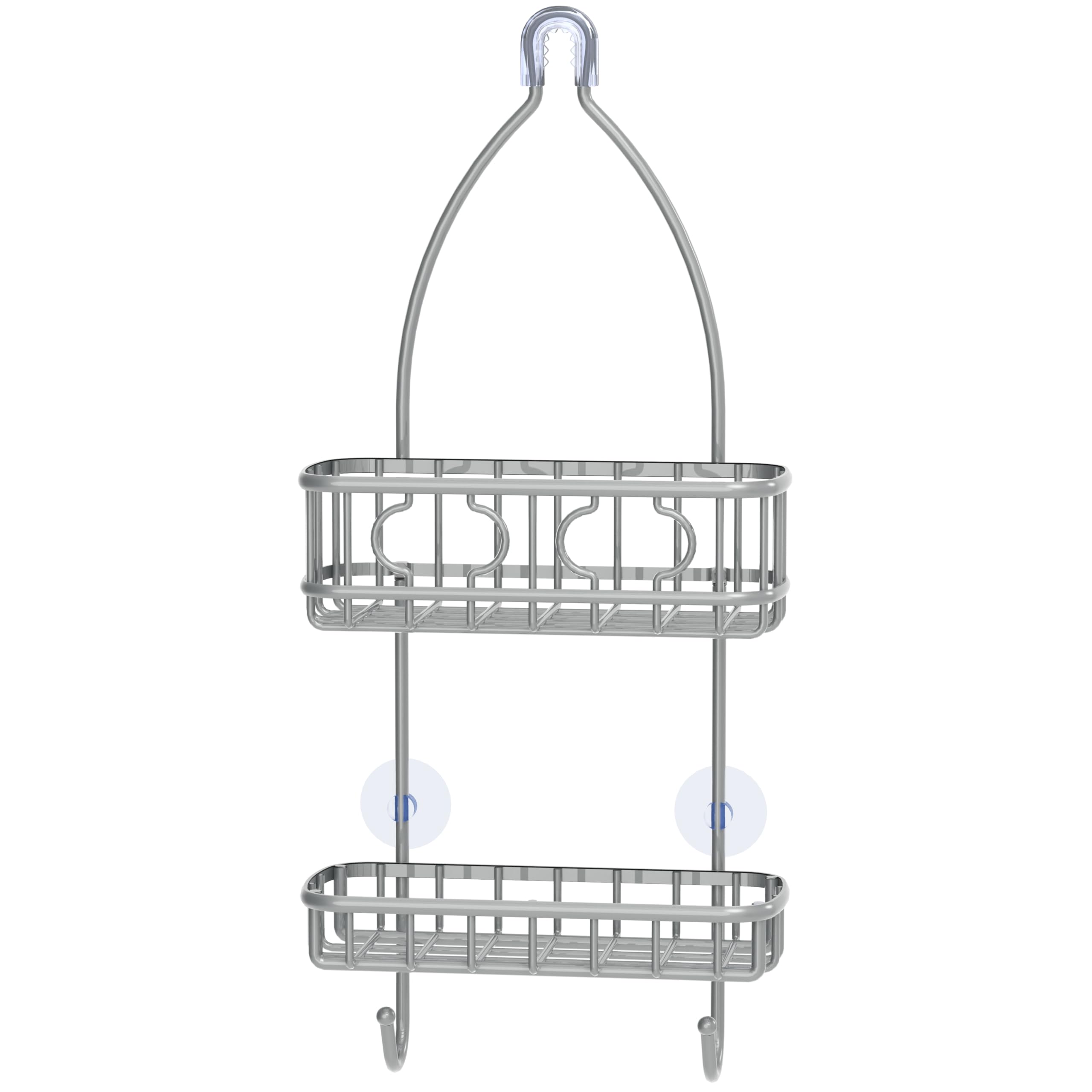 Simple Houseware Bathroom Hanging Shower Head Caddy Organizer, Silver (22 X 10.2 X 4.2 Inches)