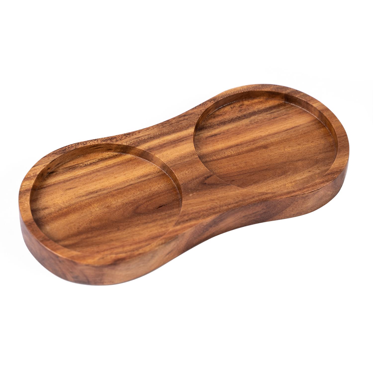 DeroTeno Salt and Pepper Mill Tray, Inner Dia 6.8 cm / 2.68 inch, Acacia Wood, Pepper Grinder Rest, Dining Table Protector (Pepp