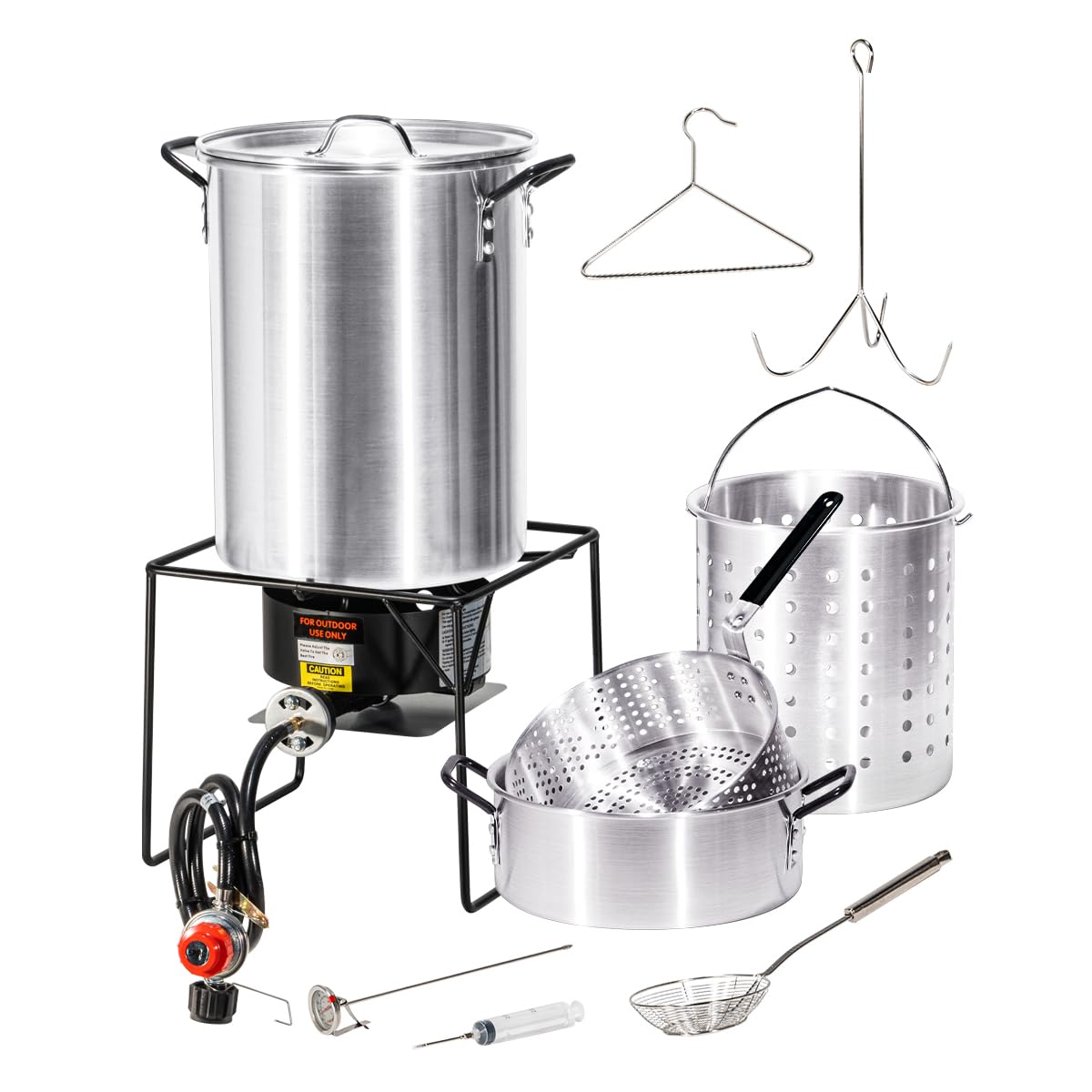 Barton Propane 30 Qt. Turkey Deep Fryer & 10 Qt. Fish Fryer Boiler Steamer Set, 37,000 BTU Burner, Ideal for Outdoor Cooking, Co