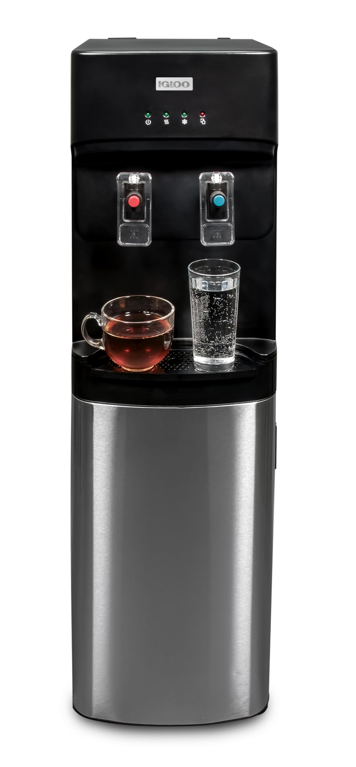 Igloo Hot And Cold Water Cooler Dispenser - Holds 3 & 5 Gallon Bottles, 2 Temperature Spouts With Dispensing Paddles, No Lift Bo
