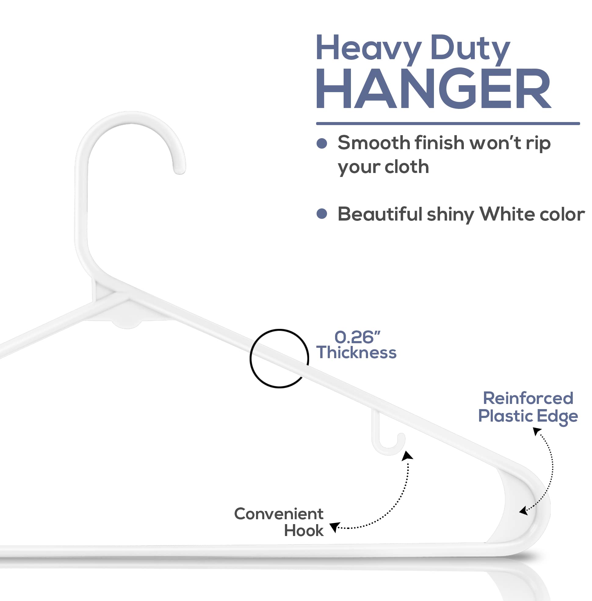 Utopia Home Plastic Hangers 50 Pack - Clothes Hanger with Hooks - Durable & Space Saving Coat Hanger - Heavy Duty White Hangers for Coats  Skirts  Pants  Dress  Etc.