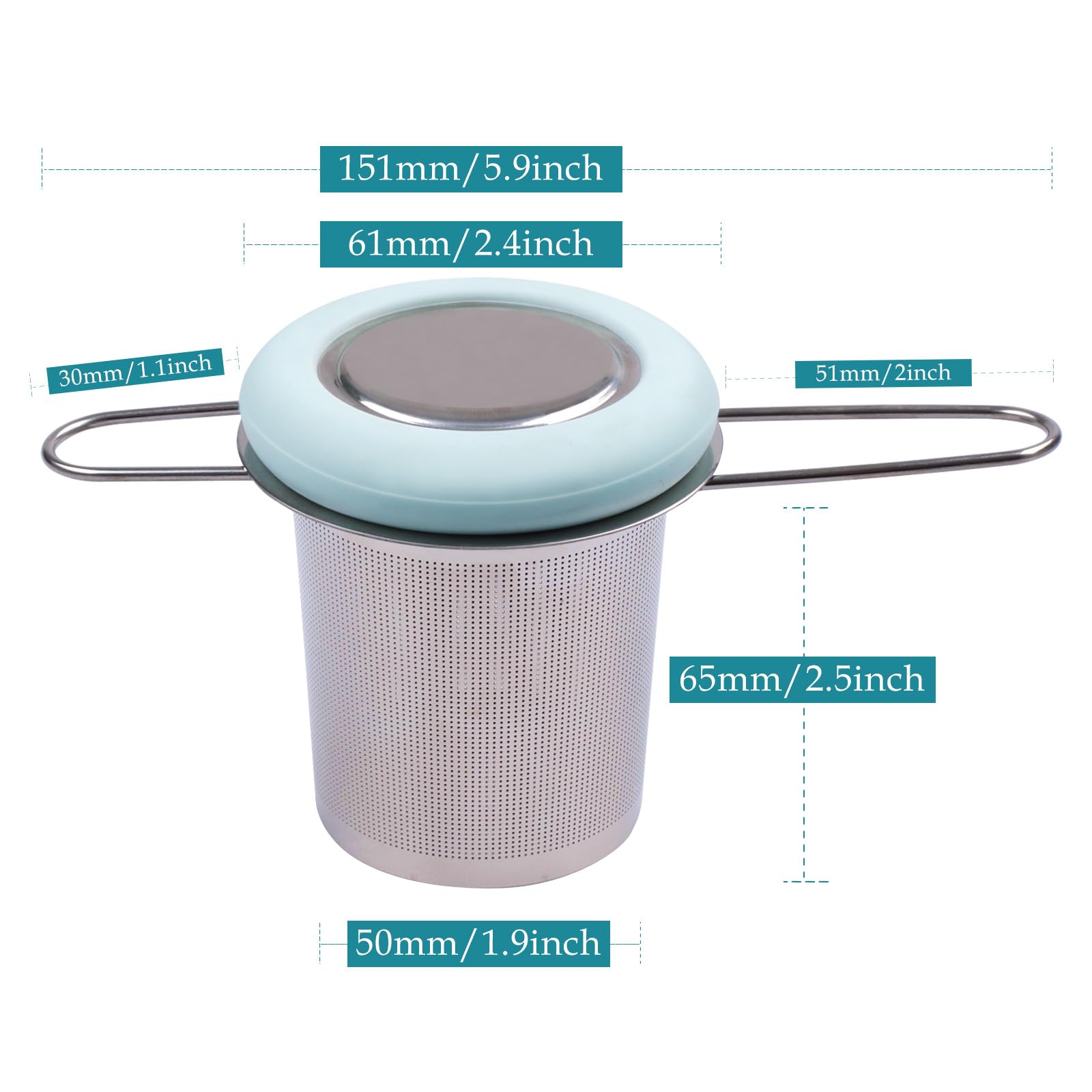 Fenshine Stainless Steel Tea Infuser with Folding Handle, Extra Fine Mesh, Light Blue, Model 4CMU