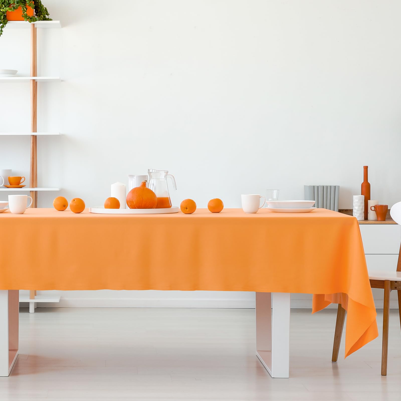 Whaline 16Pcs Orange Plastic Tablecloth 4 Orange Rectangle Little Cutie Tablecover Waterproof Table Cloth for Fall Thanksgiving