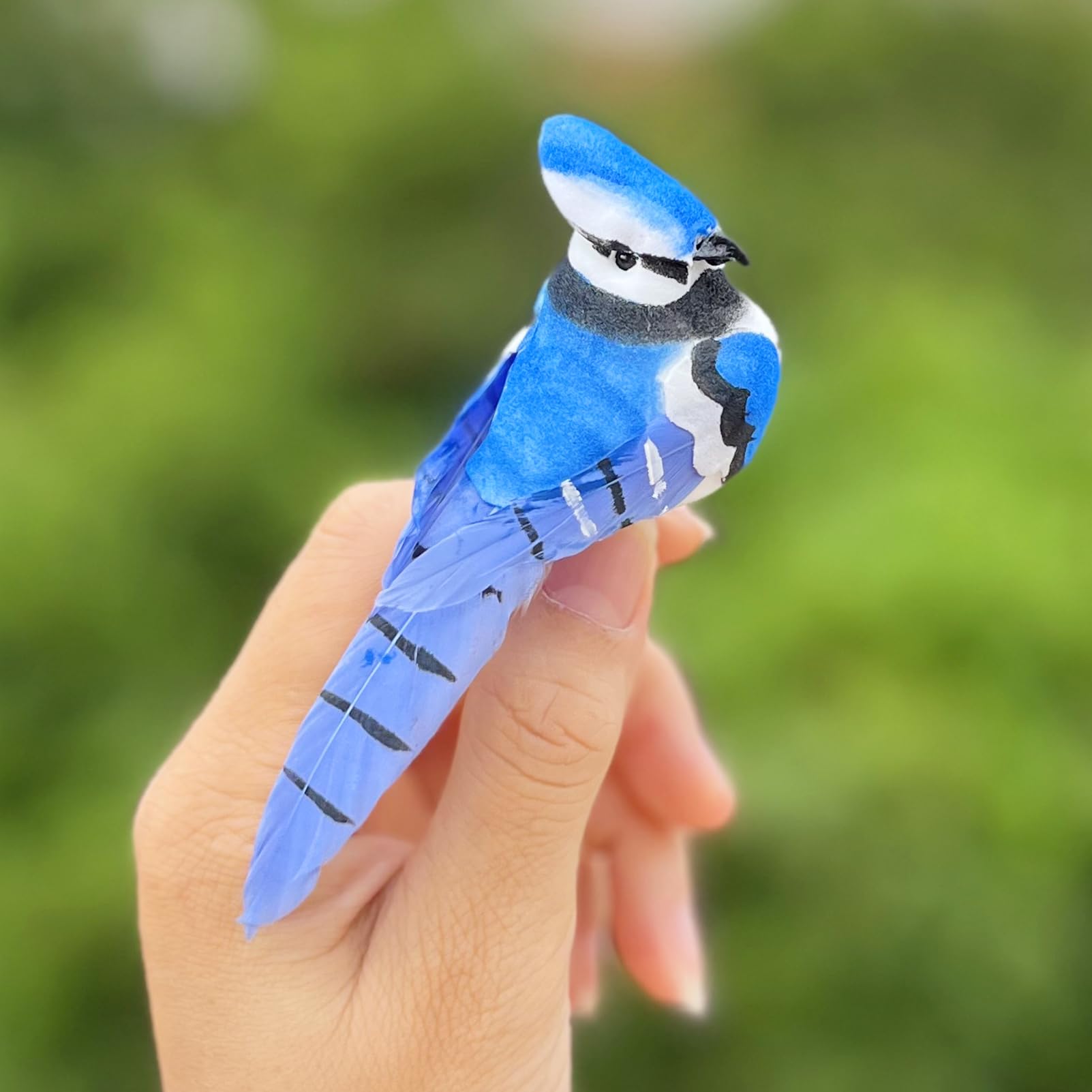 LWINGFLYER 12PCS Clip On Small Realistic Blue Jay Birds 3.5Inch Artificial Simulation Foam Feather Bird for Christmas Tree Ornam
