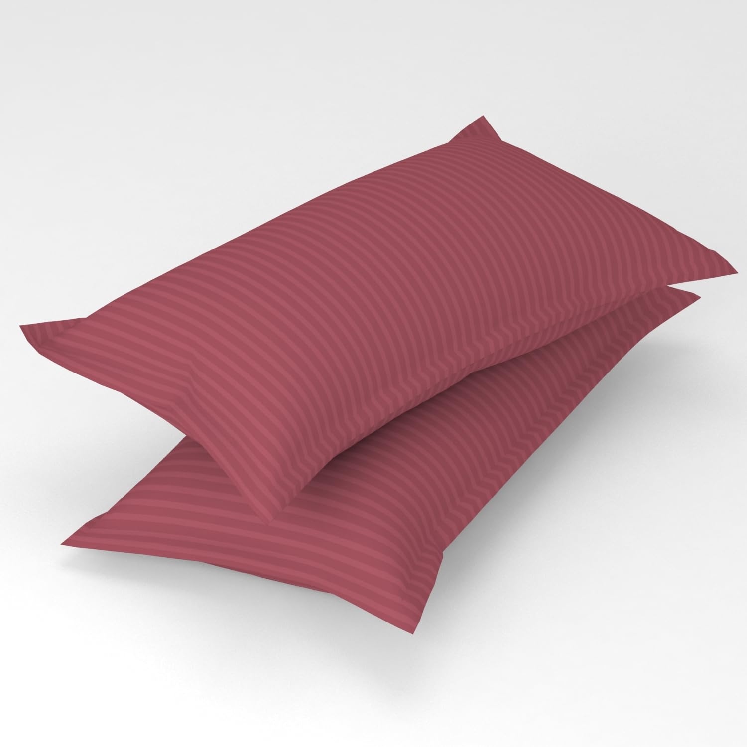 Homefab India 2 Piece Satin Stripe Glace Cotton Pillow Covers - Pink