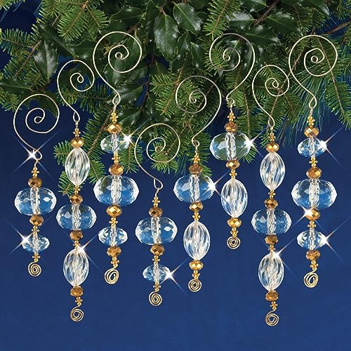 Solid Oak Christmas Ornament Kit - Crystal/Gold Icicles