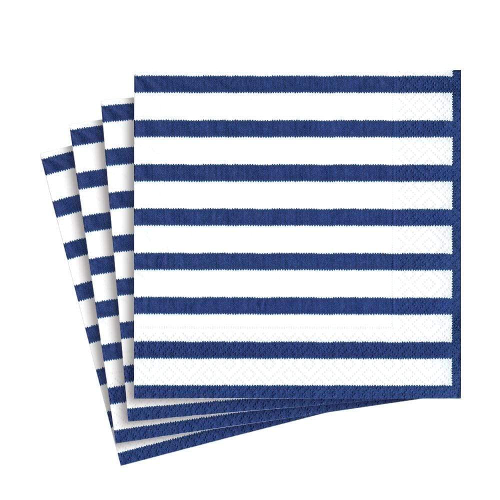 Caspari Bretagne Paper Luncheon Napkins In Blue - Two Packs Of 20