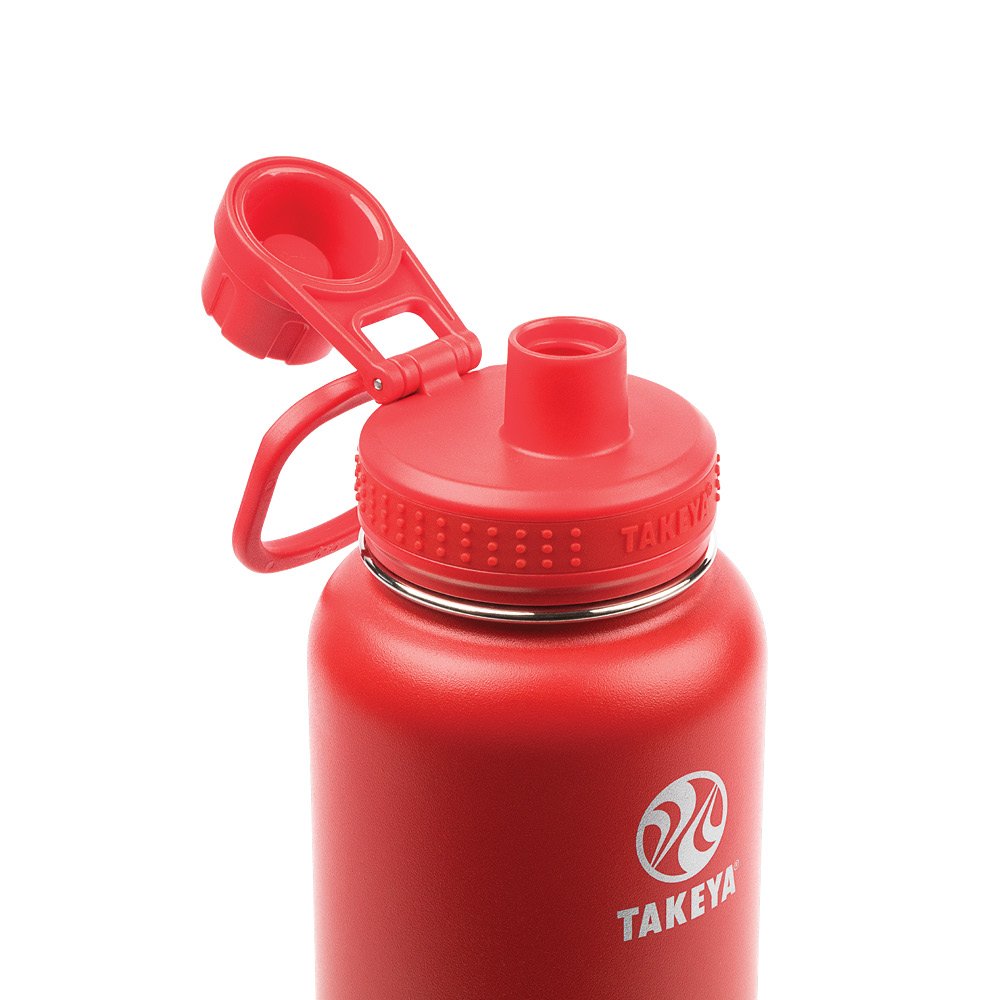 Takeya Actives Insulated Stainless Steel Water Bottle With Spout Lid, 40 Ounce, Watermelon