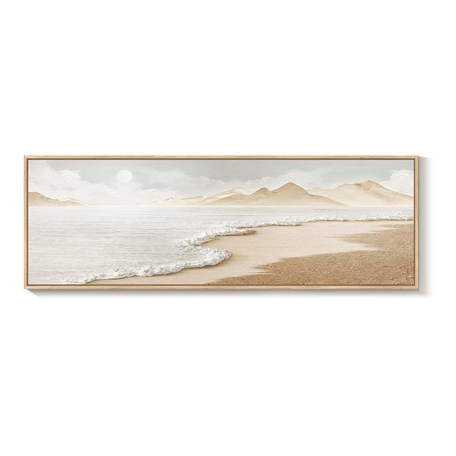Framed Boho Abstract Beach Wall Art For Living Room Bedroom - Neutral Canvas Artwork For Walls, Coastal Ocean Prints Large Textu
