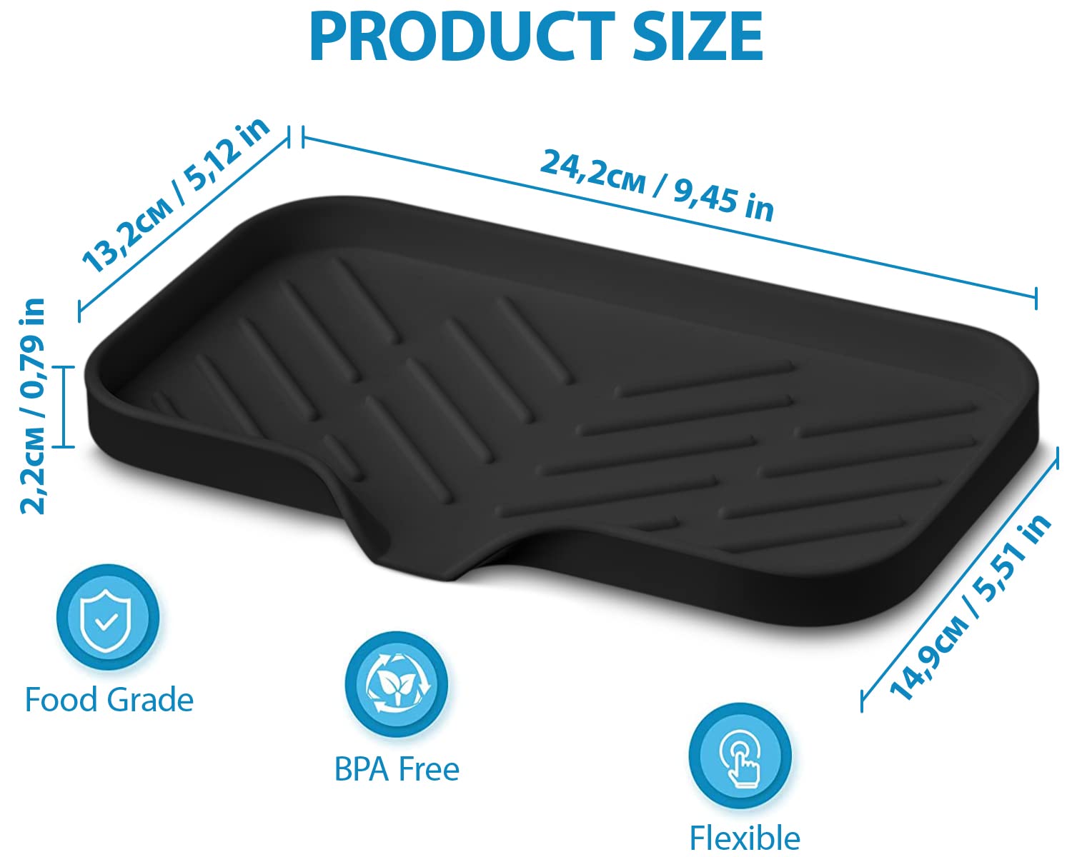 Multi-Functional Black Soap Holder For Kitchen Sink - Soap Bar Holder, Sink Sponge Holder, Dish Soap Holder - Space-Saving Sink
