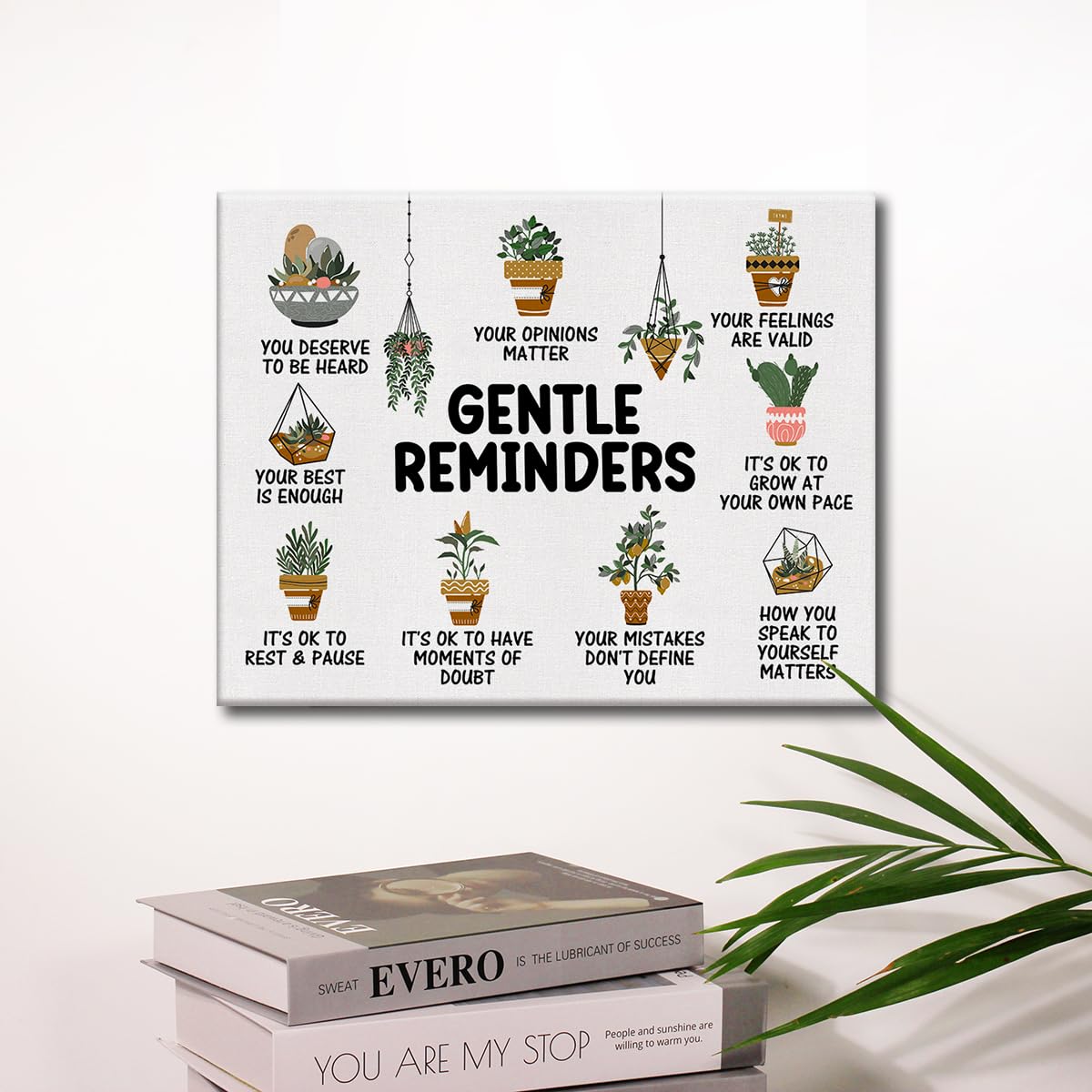 Mental Health Poster Positive Affirmations Canvas Wall Art for Therapy Office Decor Gentle Reminders Canvas Print Wall Art Paint