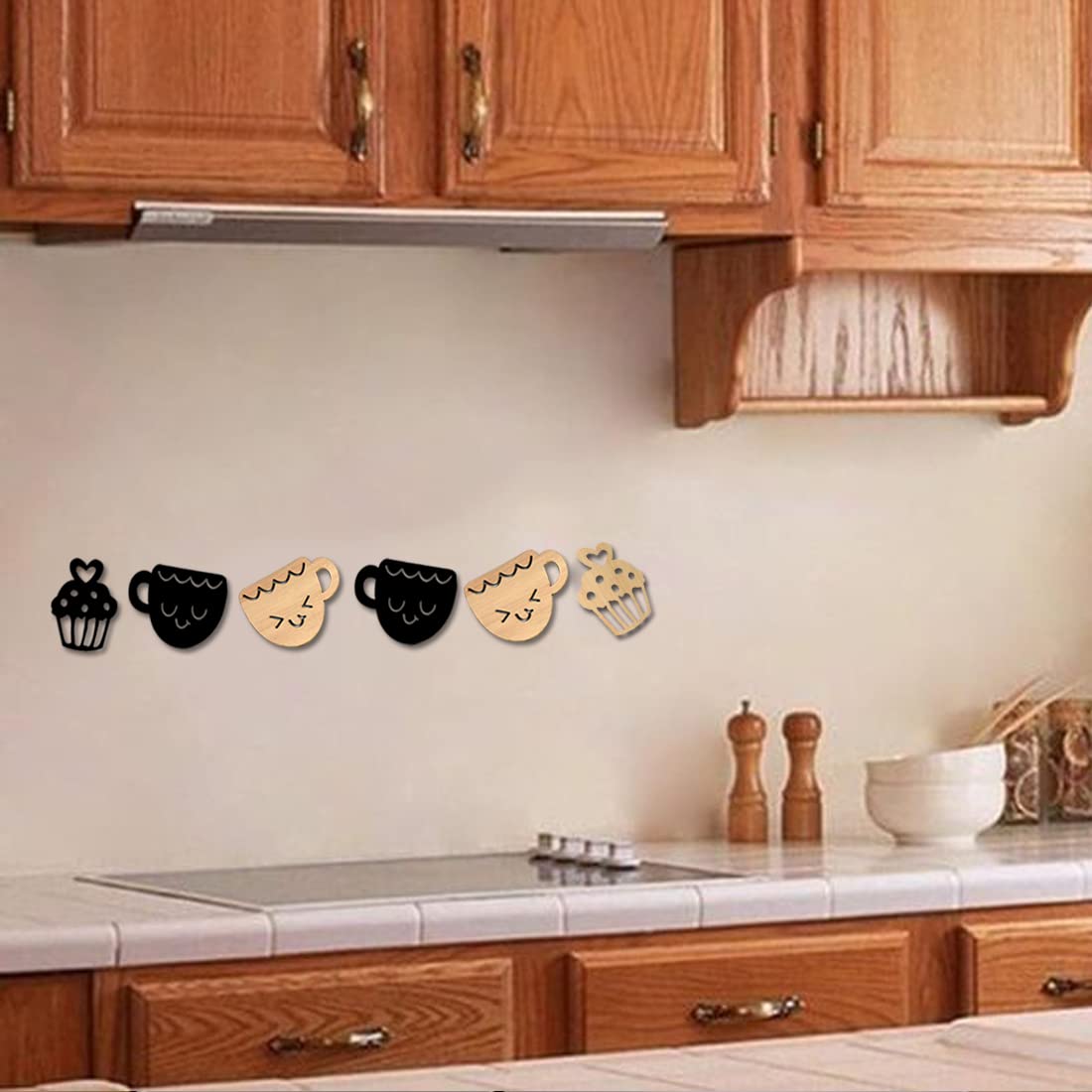 SHRADDHA SABURI ARTWORK Farmhouse Smile Cup And Cups Kitchen Wall Decor, Wall Reusable Sticker s , Reusable Sticker s Large, Set