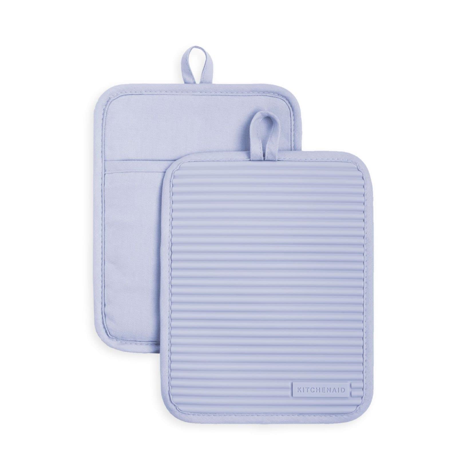 Kitchenaid Ribbed Soft Silicone Pot Holder 2-Pack Set, Lavender Cream Purple, 7''X9''