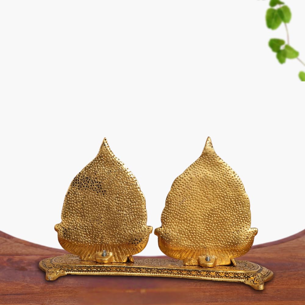 Smiles Gift Gold Plated Patta Laxmi Ganesh Idol Statue | Aluminium Figurines | For Pooja, Mandir, Temple & Return Gift Showpiece