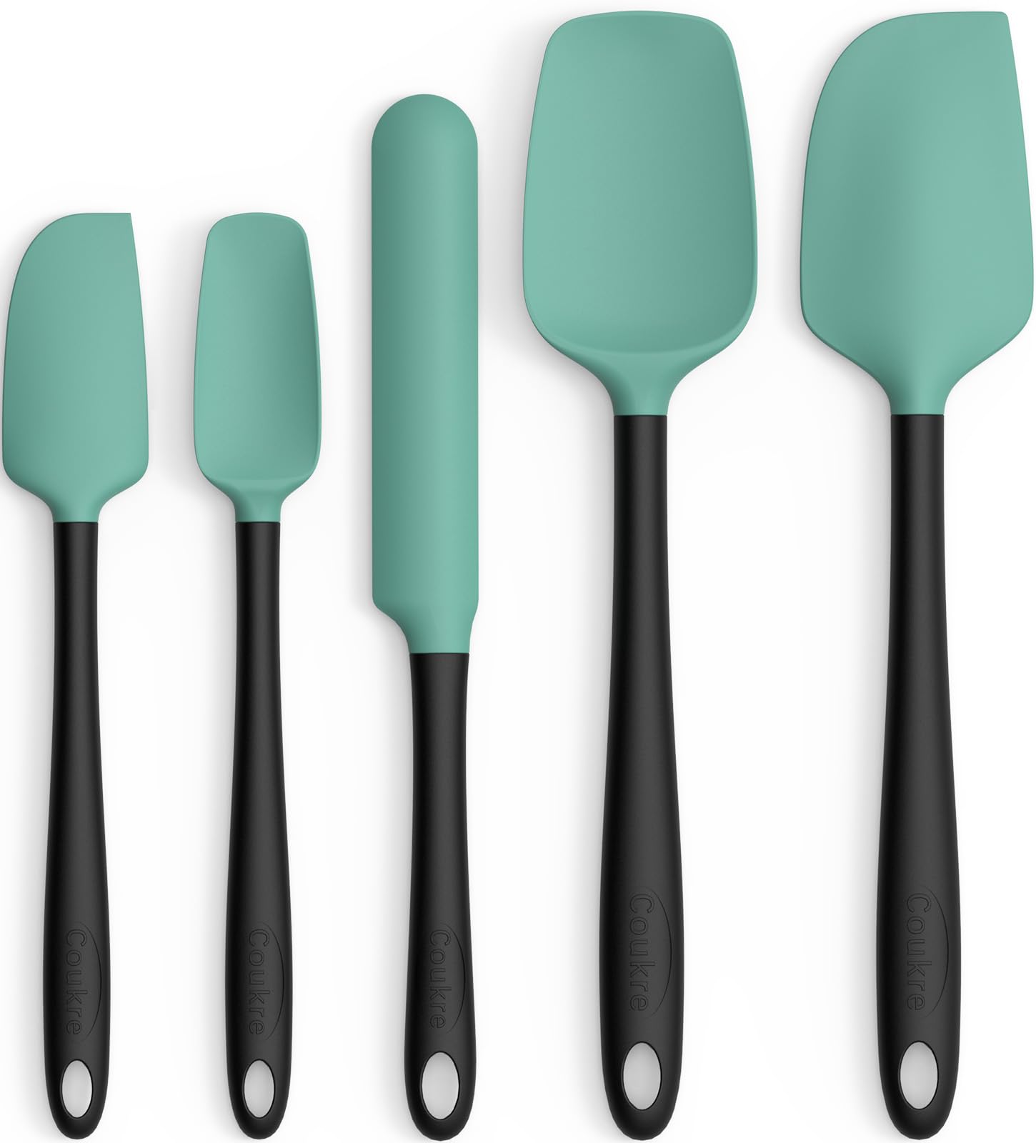 Coukre Silicone Spatula Set of 5,High Temperature Resistant, Food Grade Silicone, Dishwasher Safe, for Baking, Cooking (Beige Bl