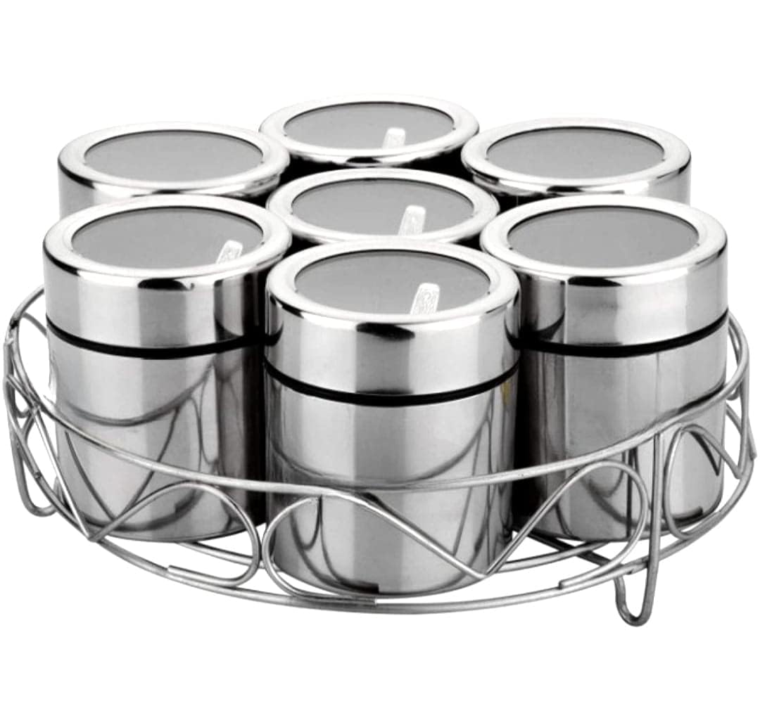 Mvh Ecom Stainless Steel Masala Dabba 200 Ml | Spice Container| Masala Dabba For Kitchen | Masala Dani | Masala Steel Dabba | Ma