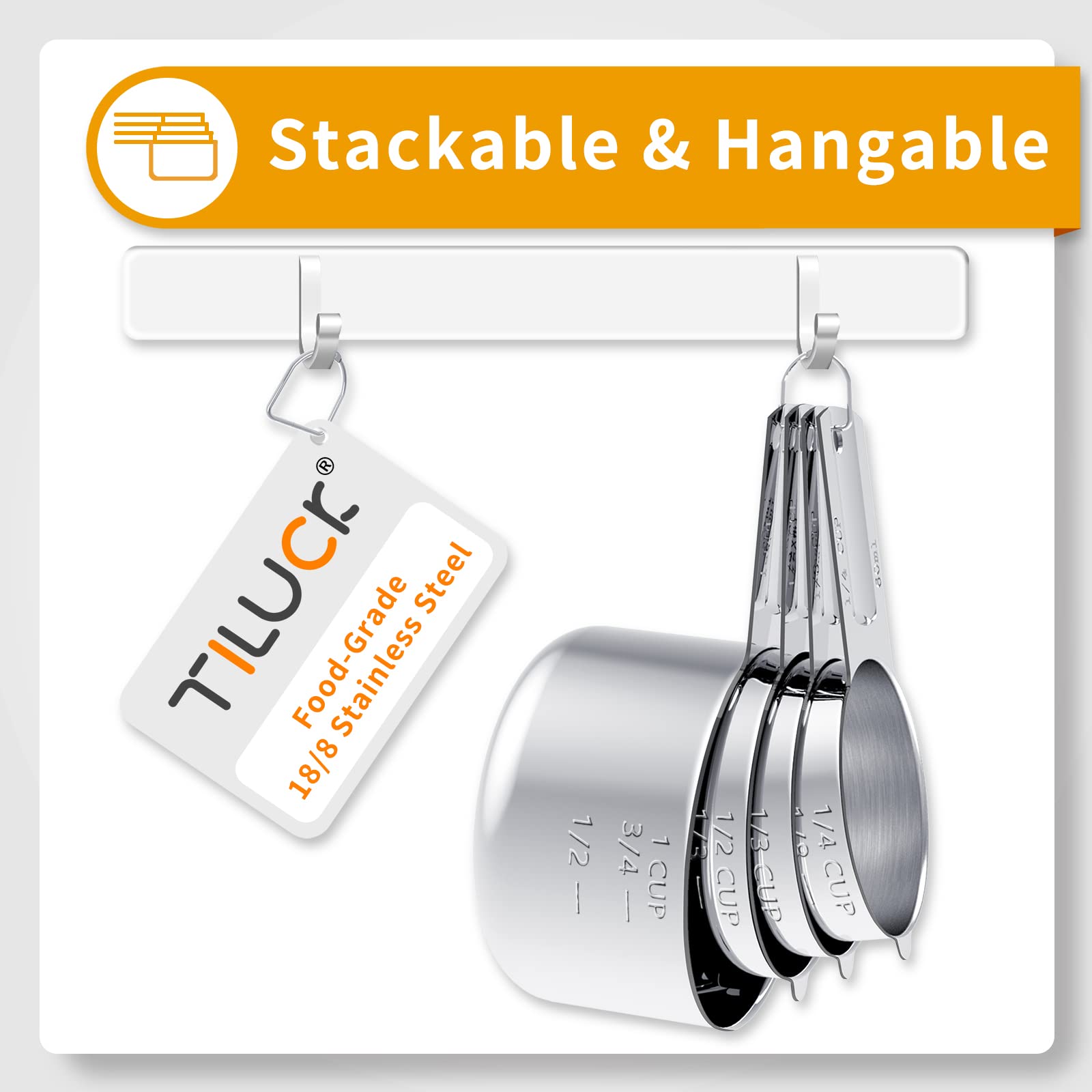 Tiluck Stainless Steel Measuring Cups & Spoons Set, Cups And Spoons,Kitchen Gadgets For Cooking & Baking (Medium)