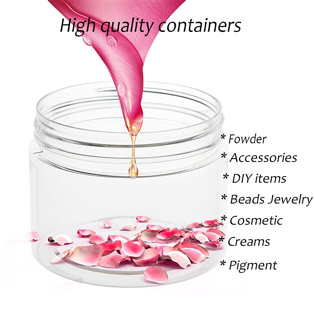 ZEJIA Pink Cosmetic Jars - 20 Pack, 20ml Travel Size Plastic Containers for Lotions, Powders, and Beauty Products