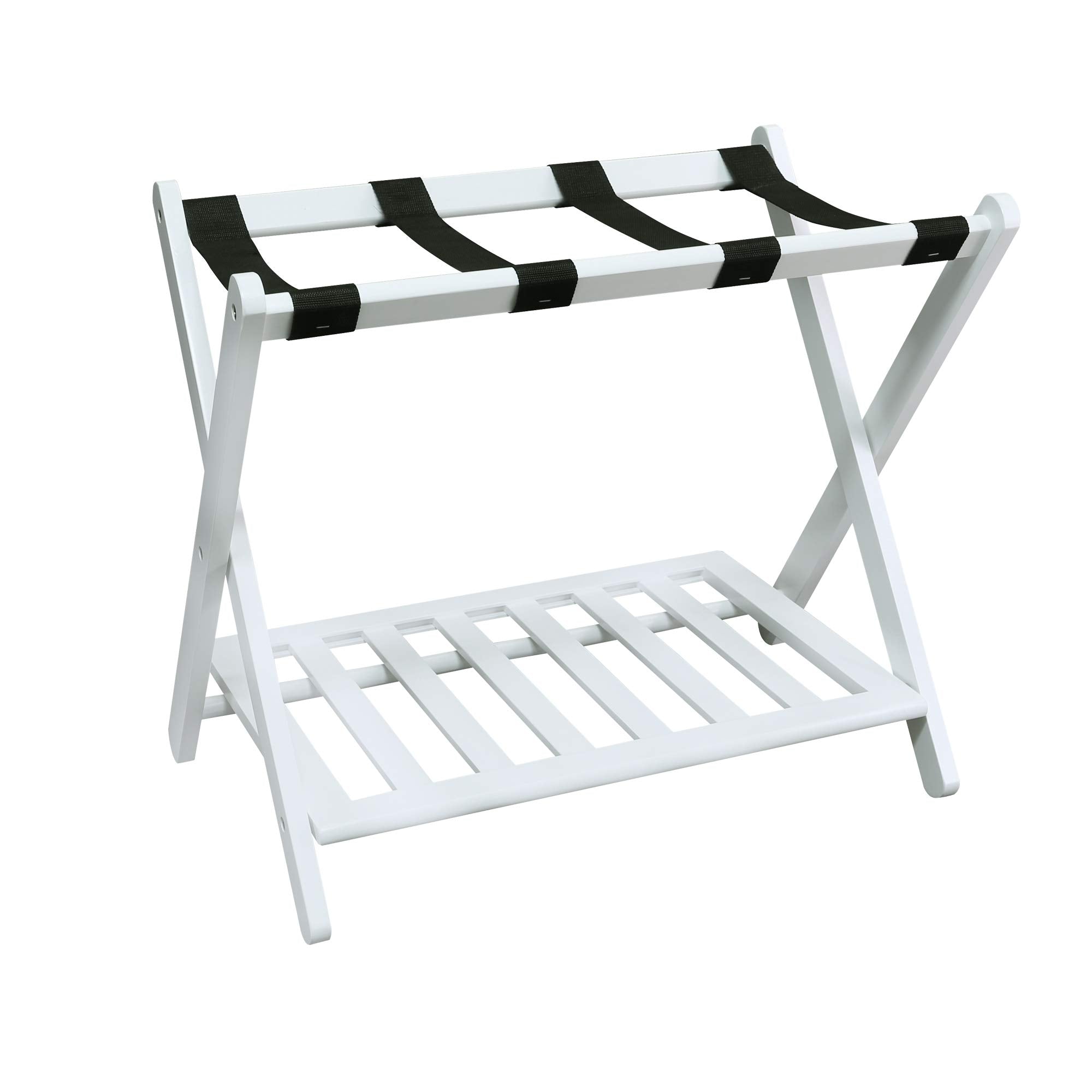 Casual Home Shelf-White Luggage Rack, 26.75 Wide