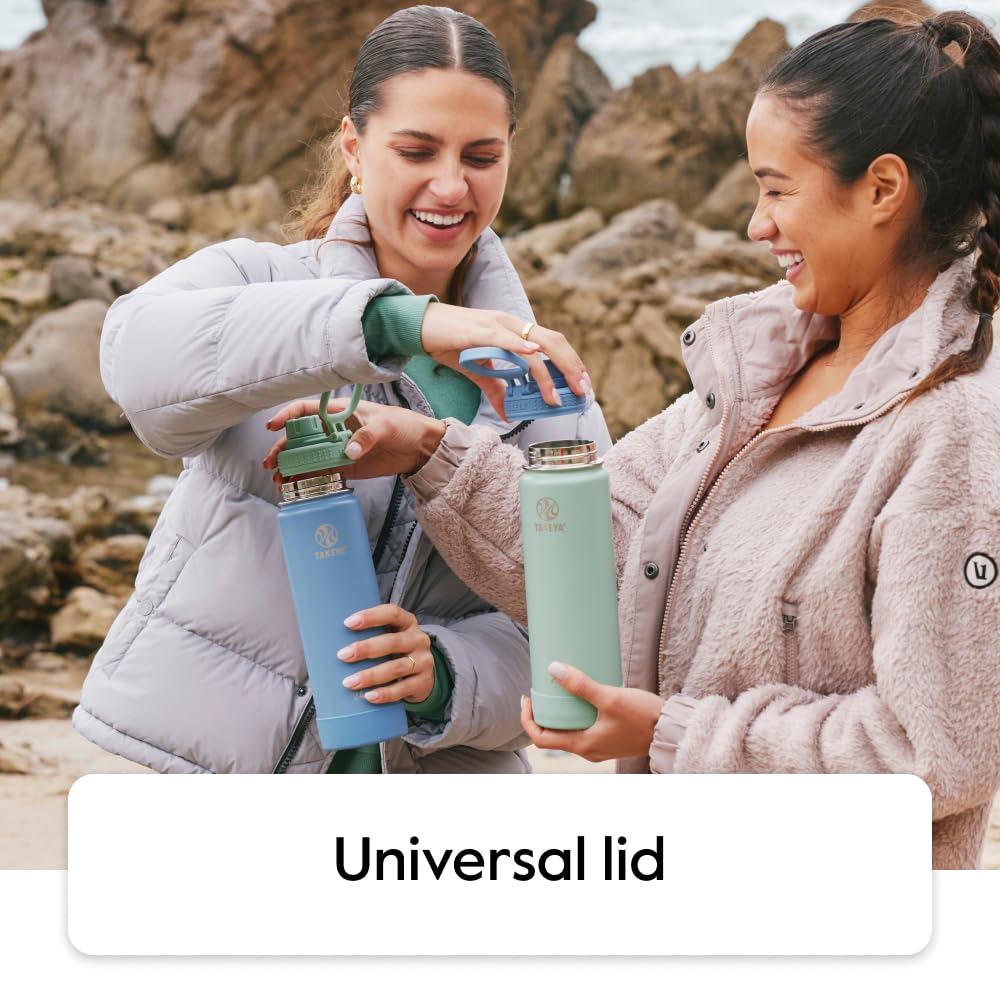 Takeya Actives 40 Oz Vacuum Insulated Stainless Steel Water Bottle With Spout Lid, Premium Quality, Onyx