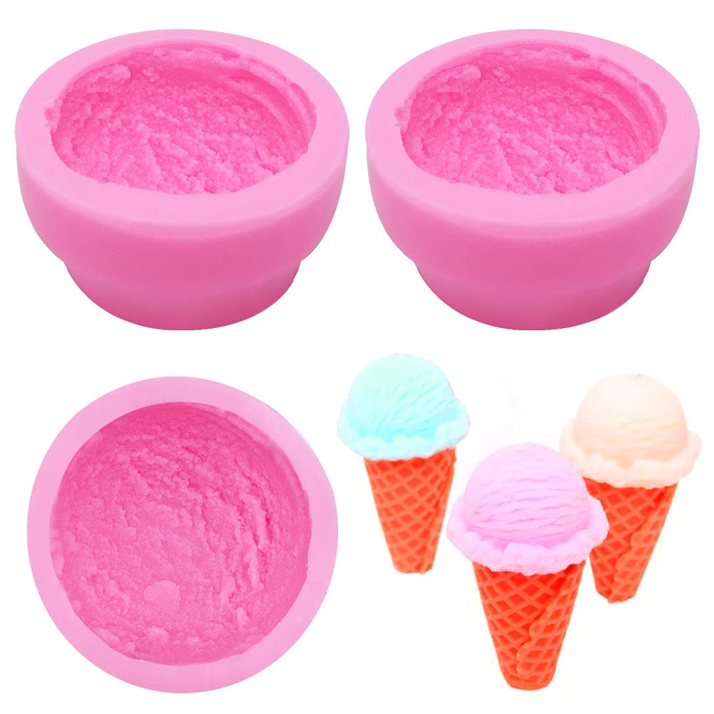 Kuuguu 3 Pcs 3D Ice Cream Ball Shape Silicone Molds Semi Sphere Mold Cookie Pastry Mold For Chocolate Pudding Dome Mousse Fondan