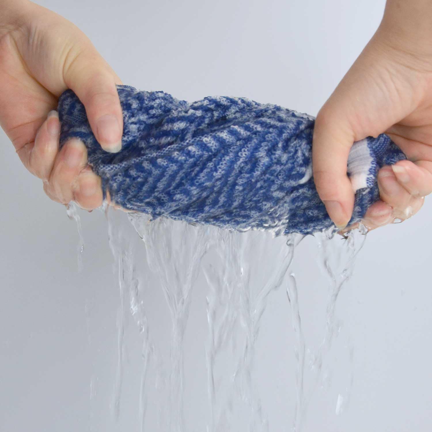 Cleanbear Hand Towels For Bathroom With Decorative Herringbone Stripes, 100% Cotton, 13 X 28 Inches, Light Blue, 2 Pack