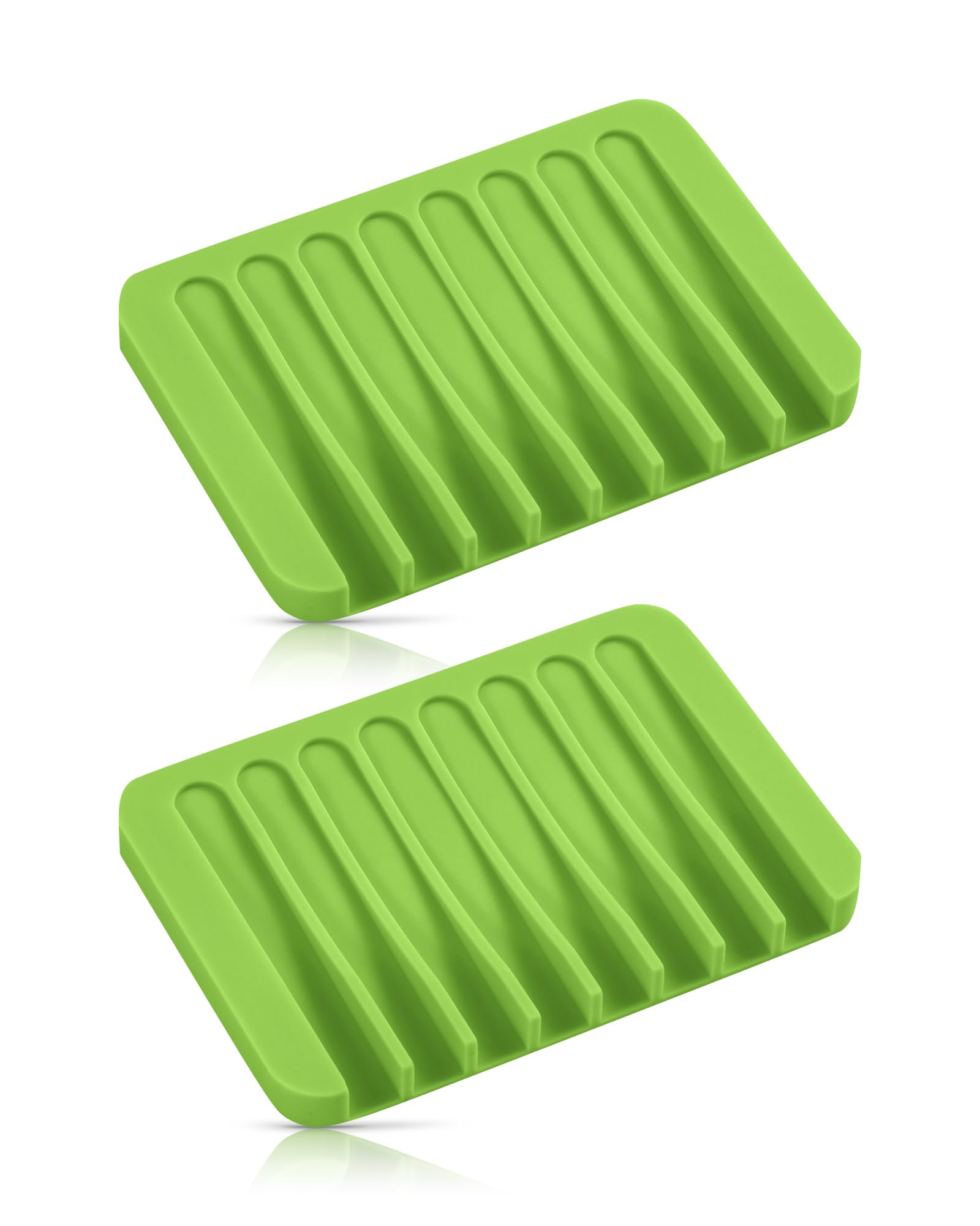 Jomeech Bathroom Soap Dish, Silicone Soap Holder For Bar Soap, Pack Of 2 (Green)