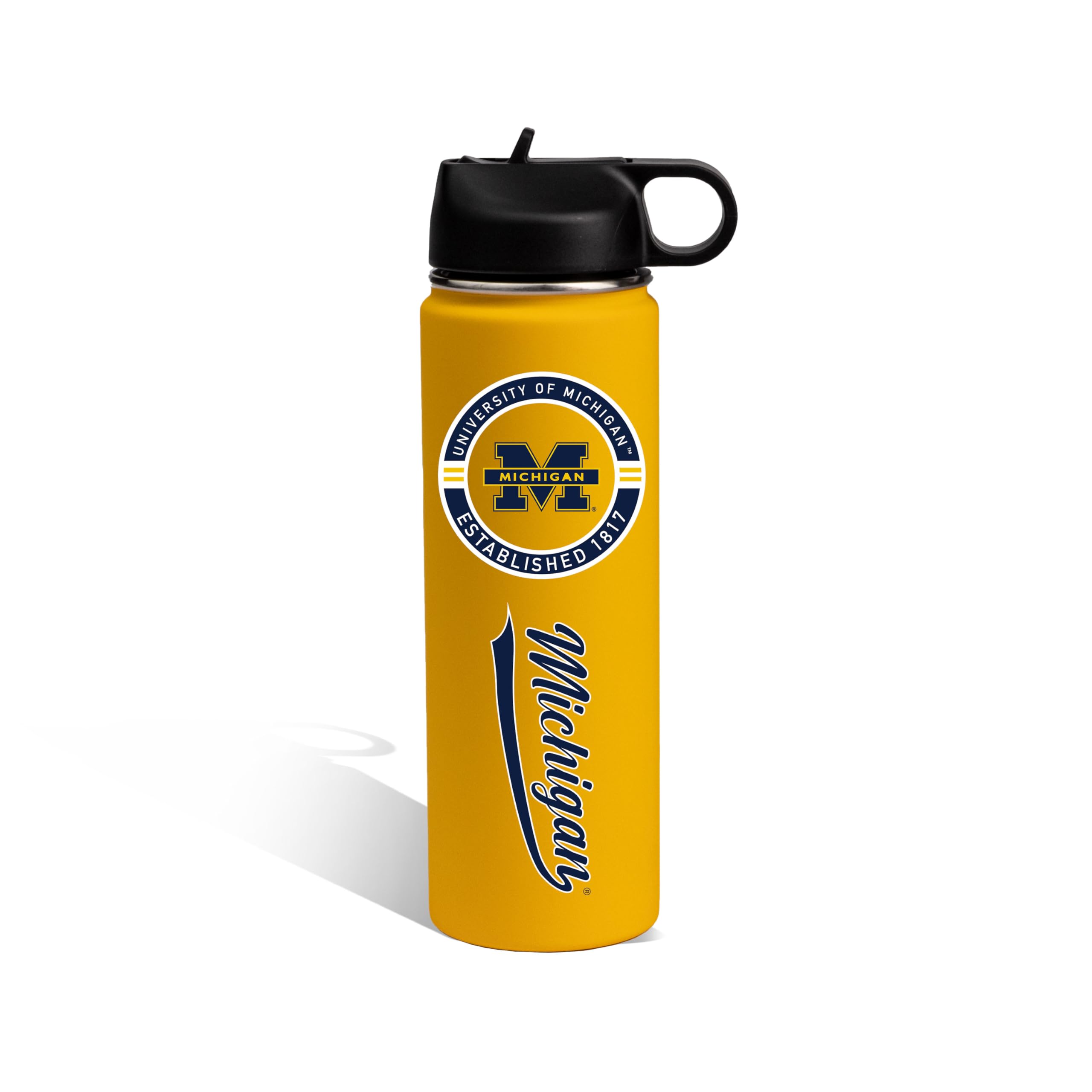 The Memory Company Officially Licensed 22oz Rubberized Water Bottle, University of Michigan