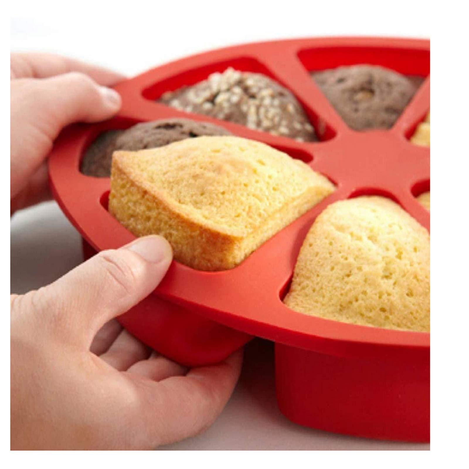 Yudong 2Pcs Silicone Baking Molds, Extra Large 8 Cavity Silicone Scone Pan/Cakes Slices Mold/Triangle Cavity Cake Pan/Pizza Baki