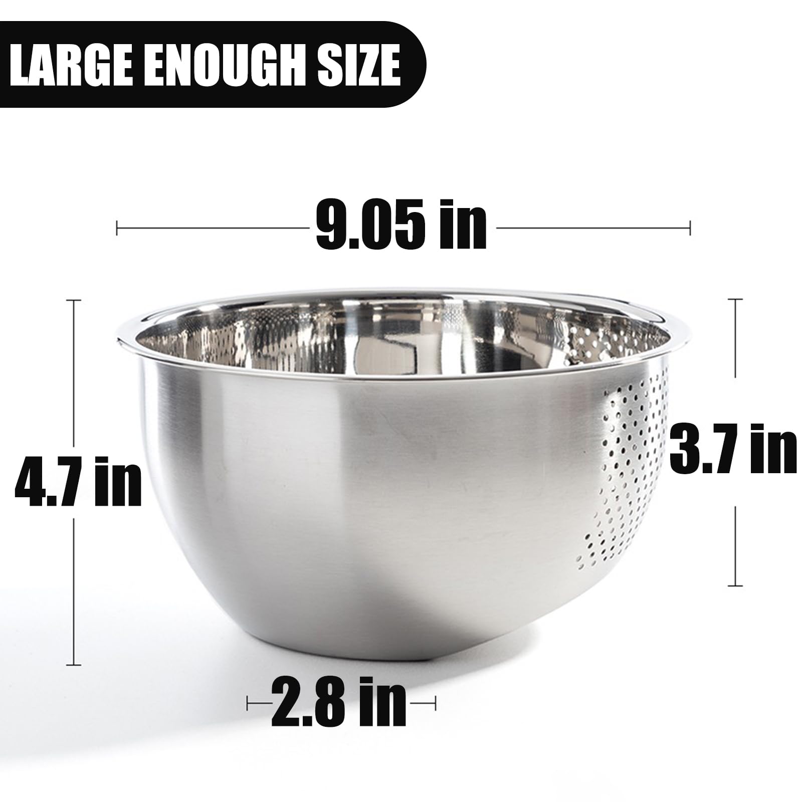 Rice Washer Strainer Bowl, Stainless Steel Quinoa Washing Bowl With Side Drainers Colander For Cleaning Rinsing Fruits, Vegetabl