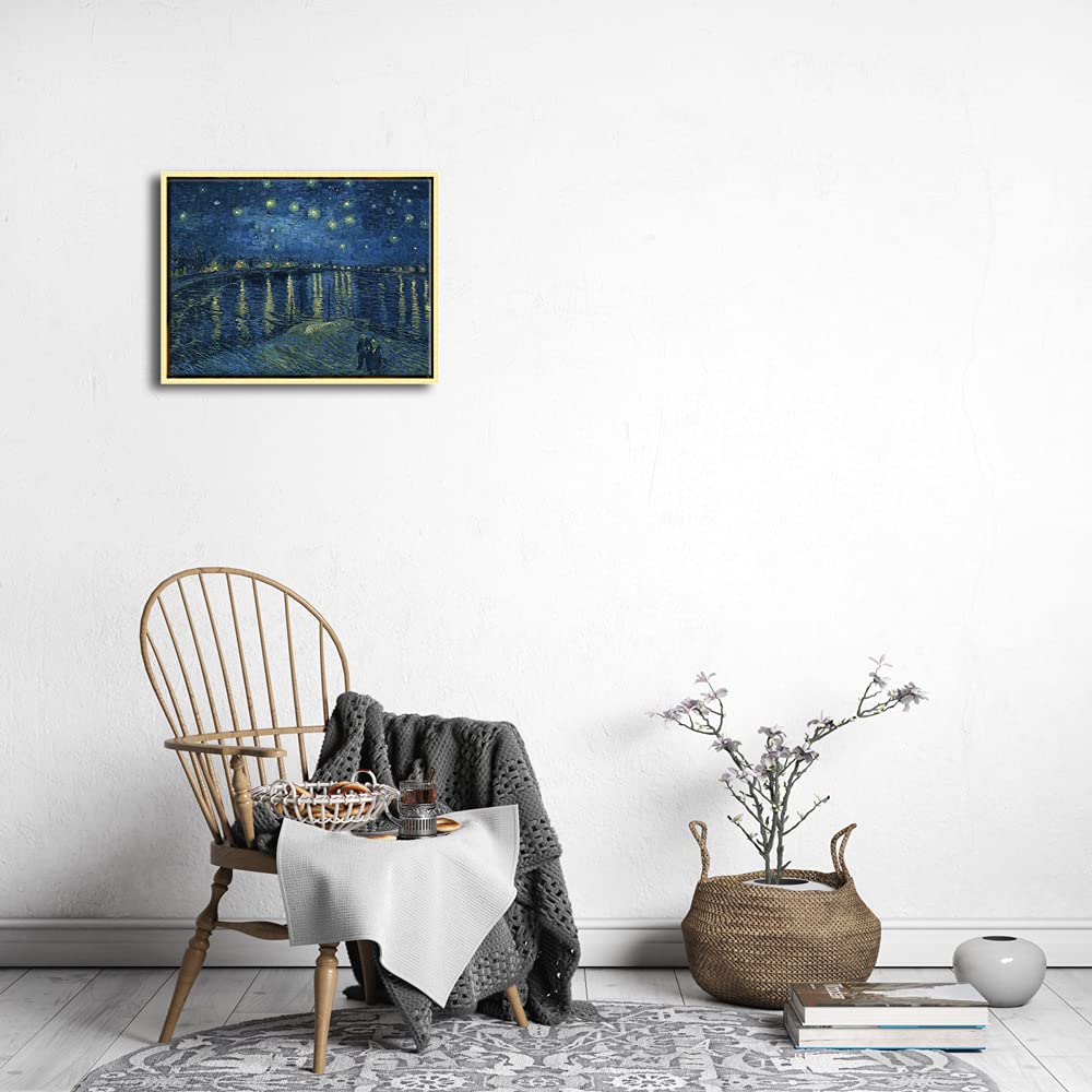Wieco Art Framed Art Canvas Prints Of Starry Night Over The Rhone Canvas Prints Wall Art By Van Gogh Paintings Reproduction Abst