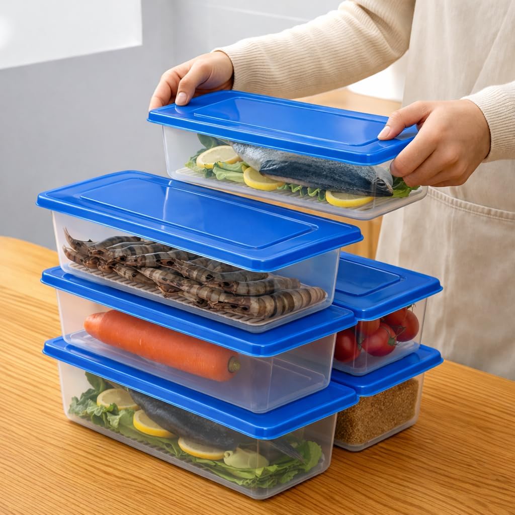 Luxjet 1500 Ml Capacity 6 Piece Set Fridge Storage Containers For Store Vegetables, Fruits And Fridge Storage Boxes For Fresh St