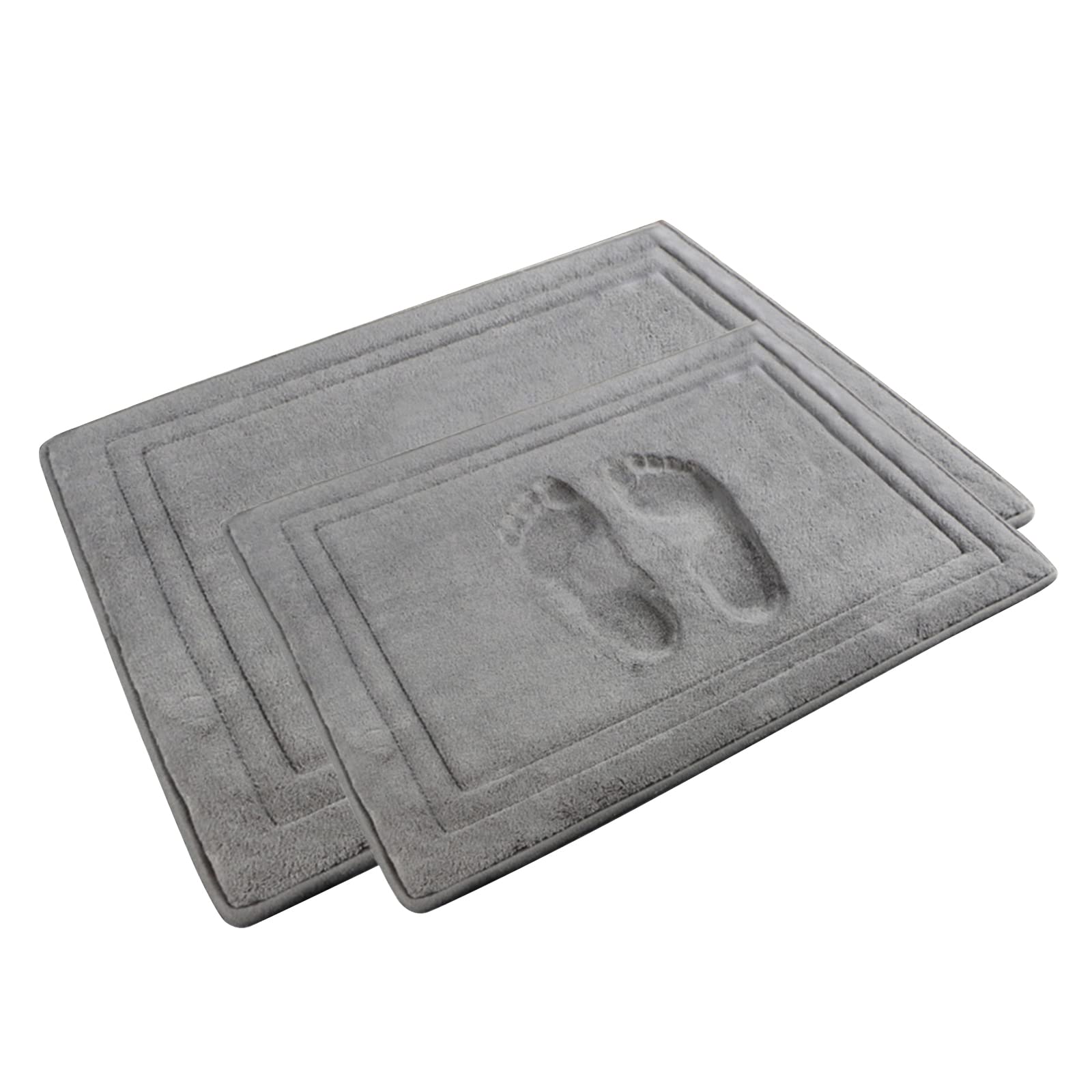 Pagged Grey Bathroom Rug Set Of 2 Memory Foam Bath Mat Set Non Slip Washable Floor Mats Soft Absorbent Plush Microfiber Shower T