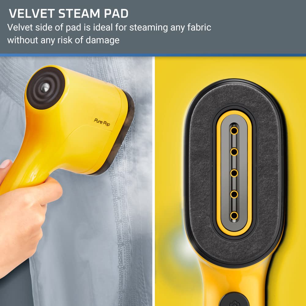 Rowenta, Steamer For Clothes, Purepop Handheld Steamer, 1.5Lbs, 15 Second Heatup, 2.3 Oz Capacity, 1150 Watts, Ironing, Yellow C