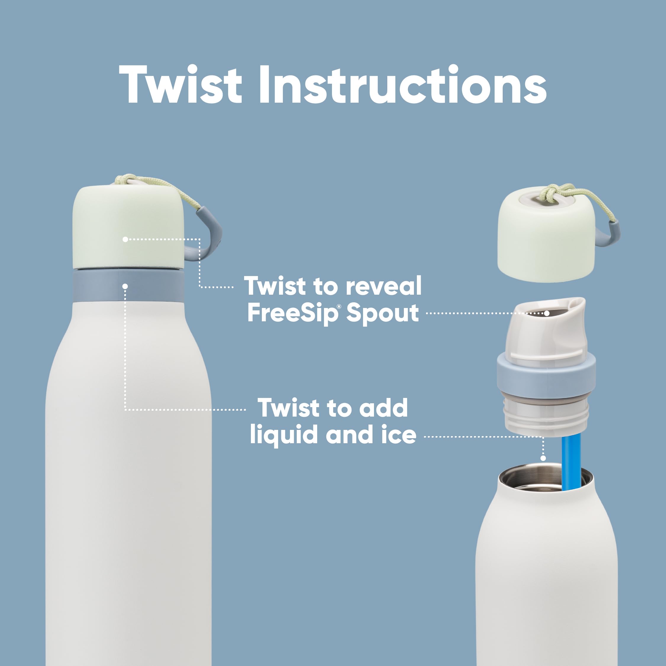 Owala FreeSip Twist 24 oz Insulated Stainless Steel Water Bottle, BPA-Free, Blue Jay