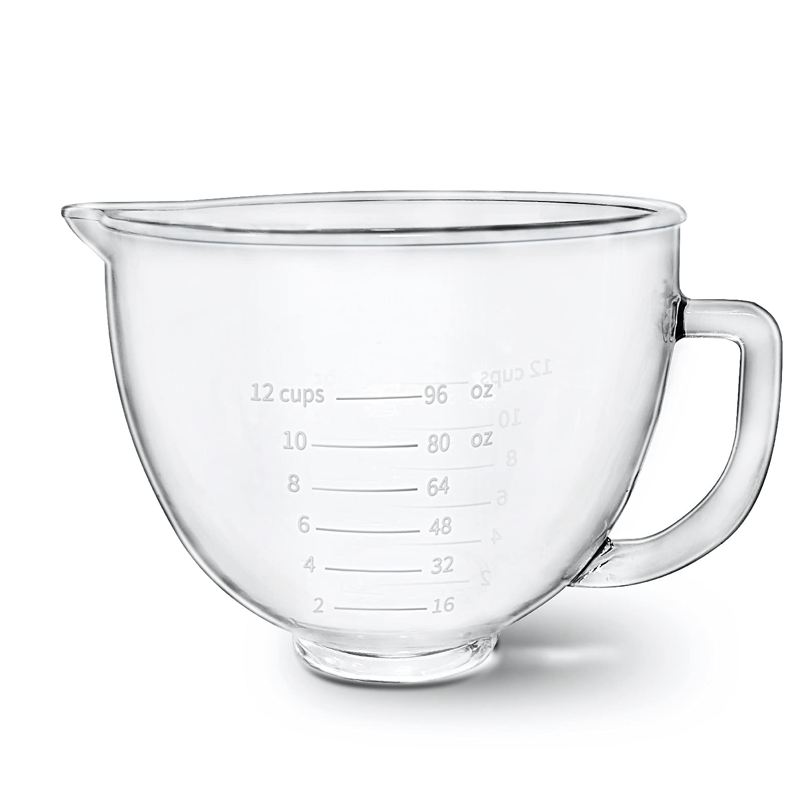 Glass Bowl Compatible With Kitchenaid 4.5/5 Qt Tilt-Head Stand Mixer,With Measurement Markings,Allows Placing It In The Microwav