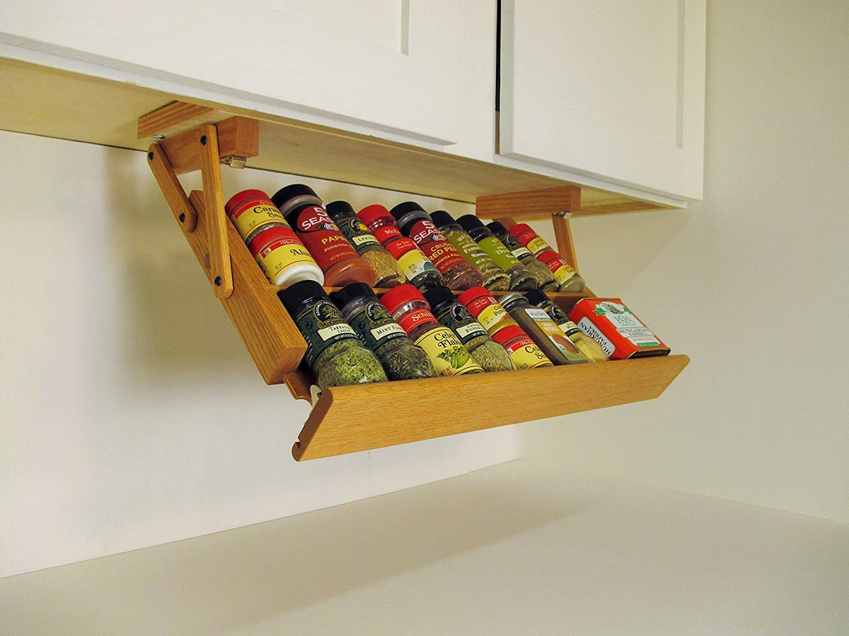 Makimoo Kitchen Spice Rack - Handmade Hardwood, Holds 16 Large Contain ...