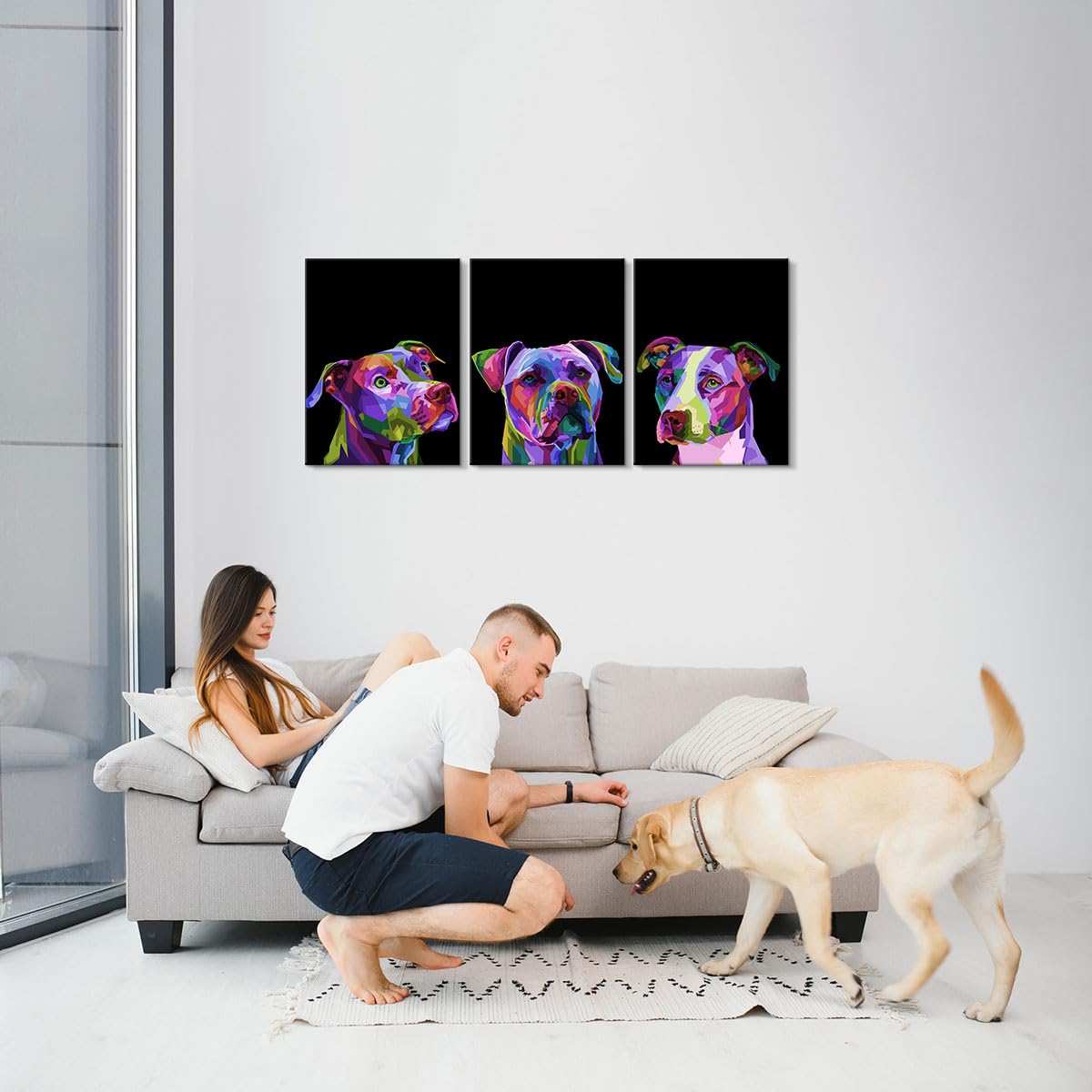 3 Pieces Dog Decor Dog Wall Art Pitbull Wall Decor Animal Wall Art Dog Art Dog Pictures Wall Decor Pet Decor Dog Paintings Anima