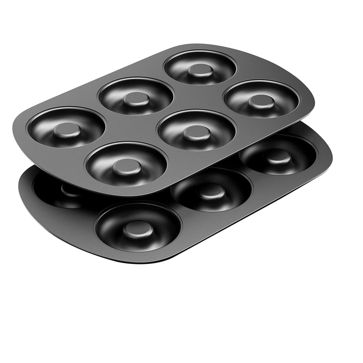 Tiawudi Non-Stick 6-Cavity Donut Baking Pans, Makes Individual Full-Sized 3 1/4'' Donuts, Set Of 2